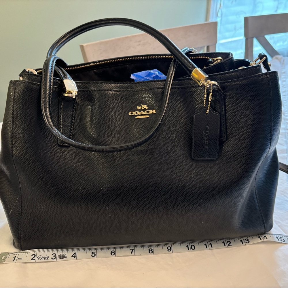 Coach Black Leather Carryall, Christie with Gold Accents